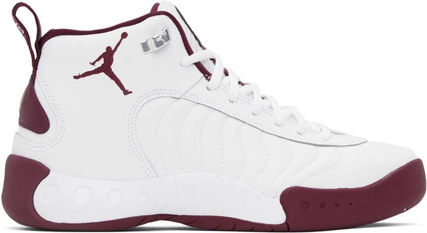Nike Jordan White  Burgundy Jumpman Pro Sneakers - Picture 5