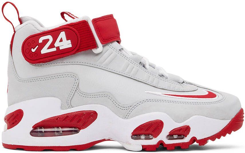 Nike Kids Gray  Red Air Griffey Max 1 Big Kids Sneakers - Picture 4