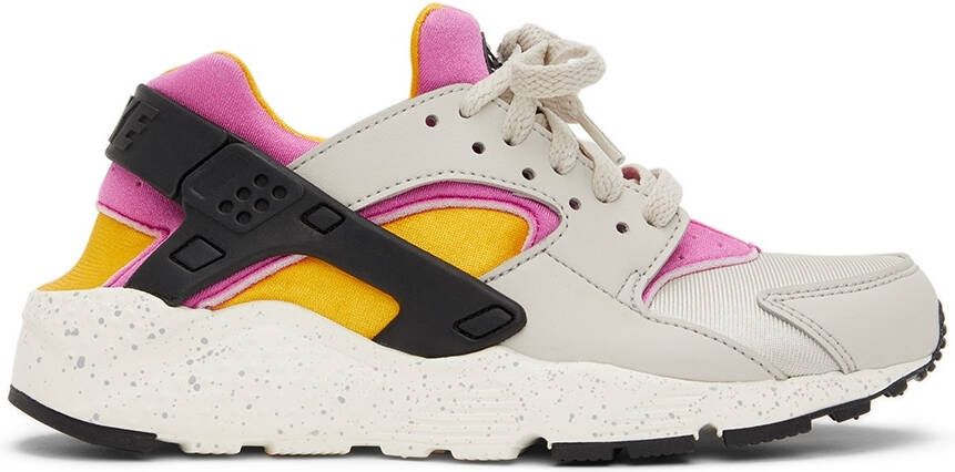 Nike Kids Grey  Pink Huarache Run Big Kids Sneakers - Picture 4