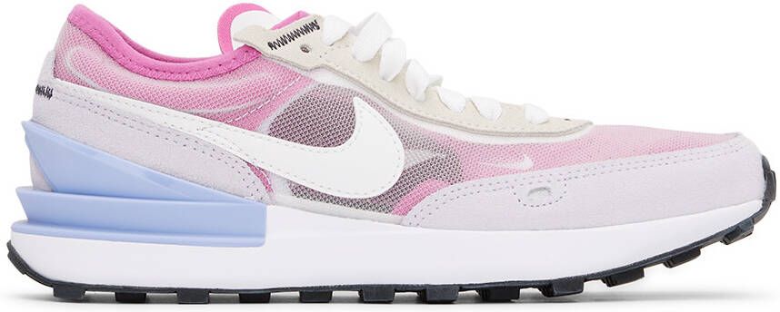 Nike Kids Pink  Gray Waffle One Big Kids Sneakers - Picture 4