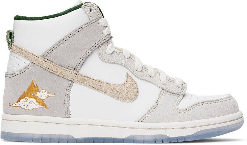 Nike Kids White  Gray Dunk High Big Kids Sneakers - Picture 5