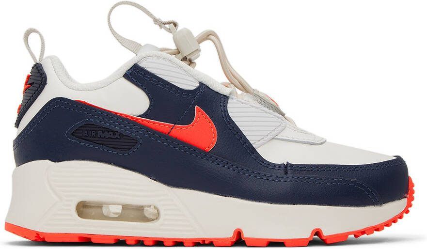 Nike Kids White  Navy Air Mac 90 Toggle Low-Top Little Kids Sneakers - Picture 4