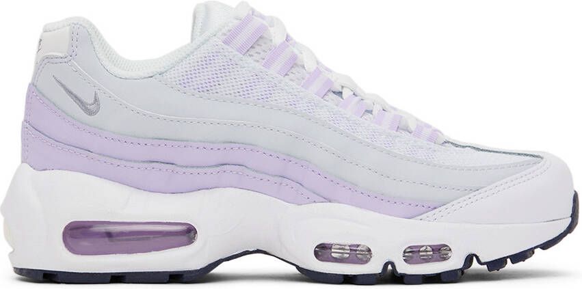 Nike Kids White  Purple Air Max 95 Recraft Sneakers - Picture 3