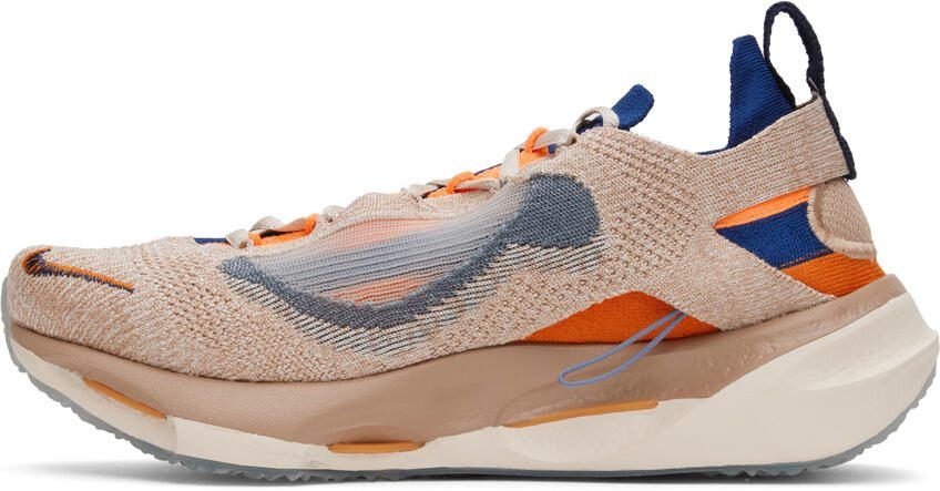 Nike Beige  Orange Spark Flyknit Sneakers - Picture 3