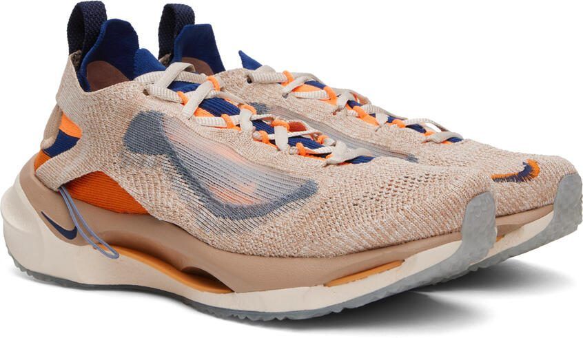Nike Beige  Orange Spark Flyknit Sneakers - Picture 2