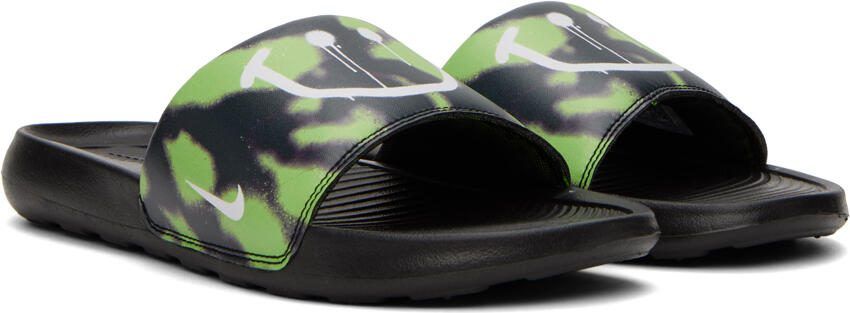 Nike Black  Green Victori One Sandals - Picture 2