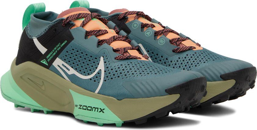 Nike Blue  Green ZoomX Zegama Sneakers - Picture 2
