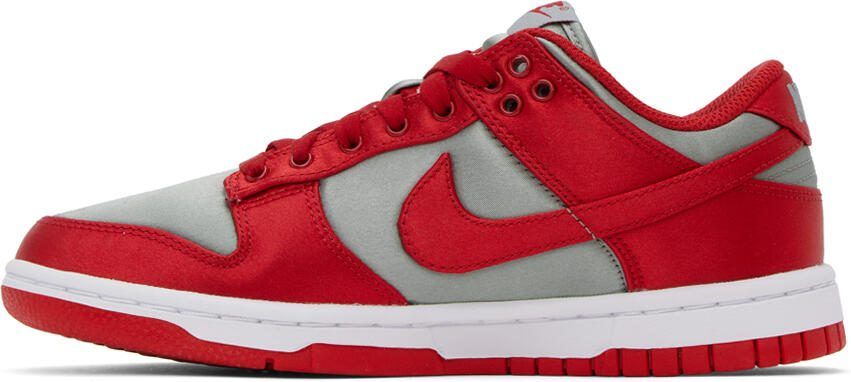 Nike Gray  Red Dunk Low Sneakers - Picture 3
