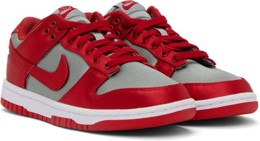 Nike Gray  Red Dunk Low Sneakers - Picture 2