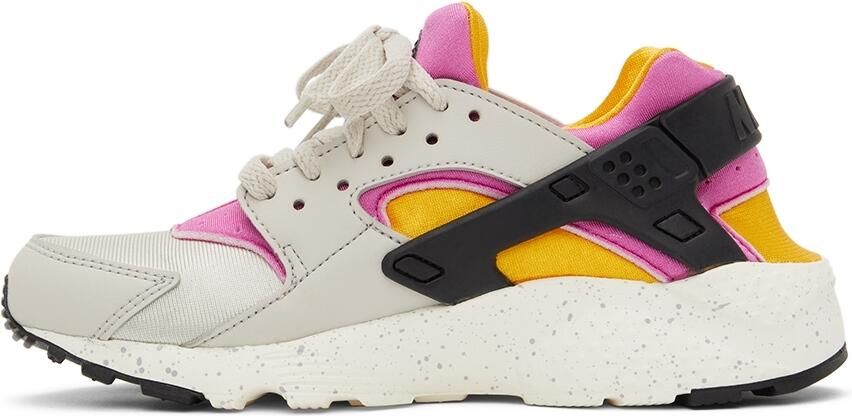 Nike Kids Grey  Pink Huarache Run Big Kids Sneakers - Picture 3