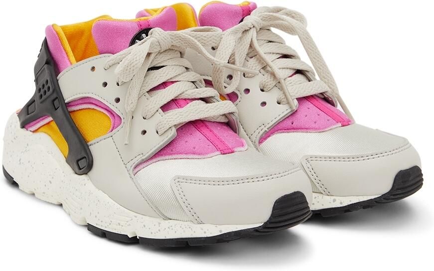 Nike Kids Grey  Pink Huarache Run Big Kids Sneakers - Picture 2