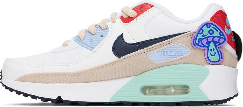 Nike Kids White Air Max 90 LTR SE Big Kids Sneakers - Picture 3