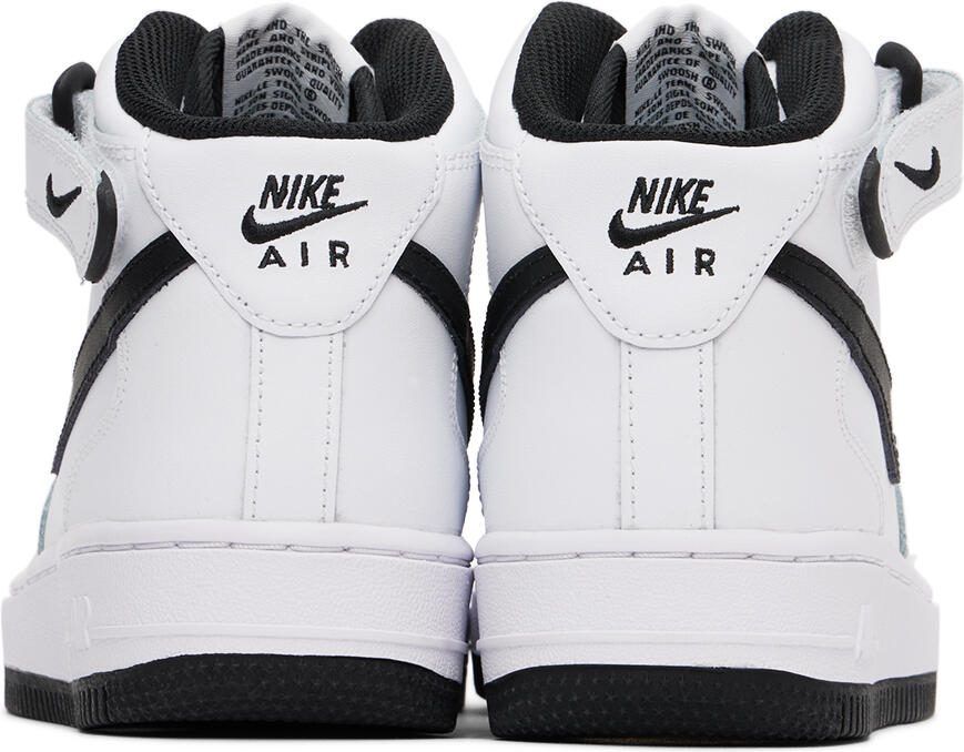 Nike Kids White  Black Air Force 1 Mid LE Big Kids Sneakers - Picture 5