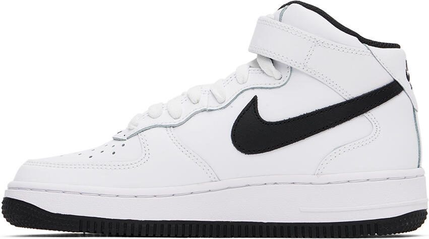 Nike Kids White  Black Air Force 1 Mid LE Big Kids Sneakers - Picture 3