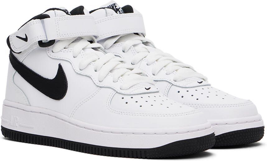 Nike Kids White  Black Air Force 1 Mid LE Big Kids Sneakers