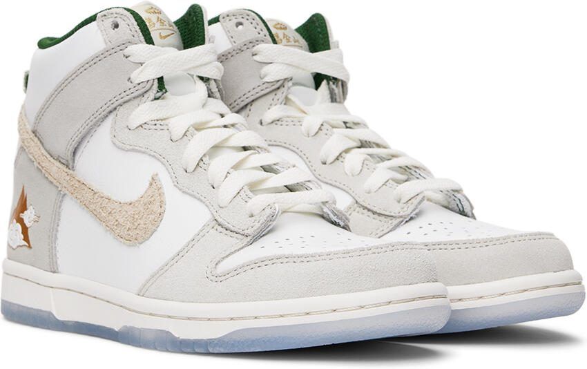 Nike Kids White  Gray Dunk High Big Kids Sneakers - Picture 2