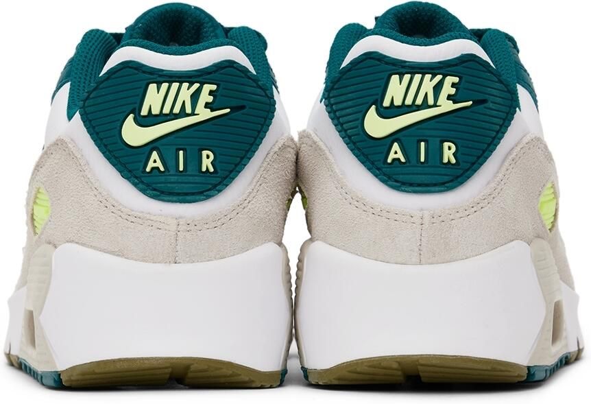 Nike Kids White  Green Air Max 90 Big Kids Sneakers - Picture 4