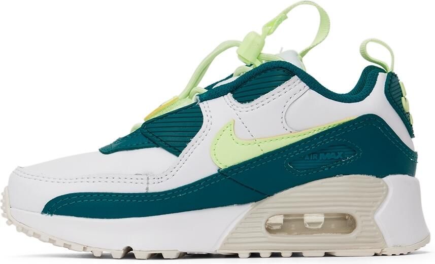 Nike Kids White  Green Air Max 90 Toggle Little Kids Sneakers - Picture 3