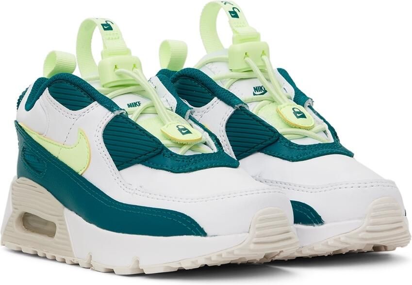 Nike Kids White  Green Air Max 90 Toggle Little Kids Sneakers - Picture 2