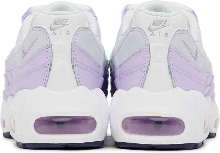 Nike Kids White  Purple Air Max 95 Recraft Sneakers - Picture 4