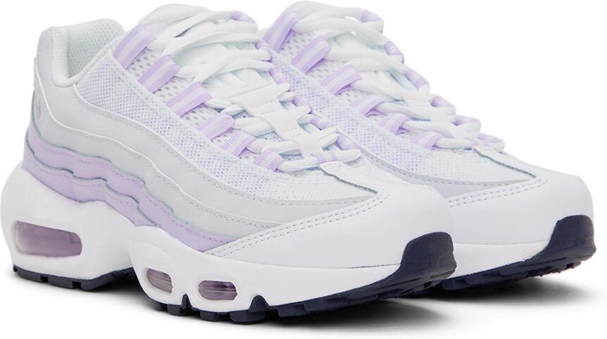 Nike Kids White  Purple Air Max 95 Recraft Sneakers
