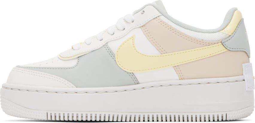 Nike White  Beige Air Force 1 Shadow Sneakers - Picture 3