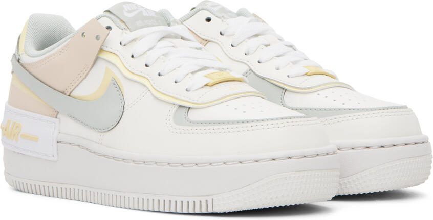 Nike White  Beige Air Force 1 Shadow Sneakers - Picture 2