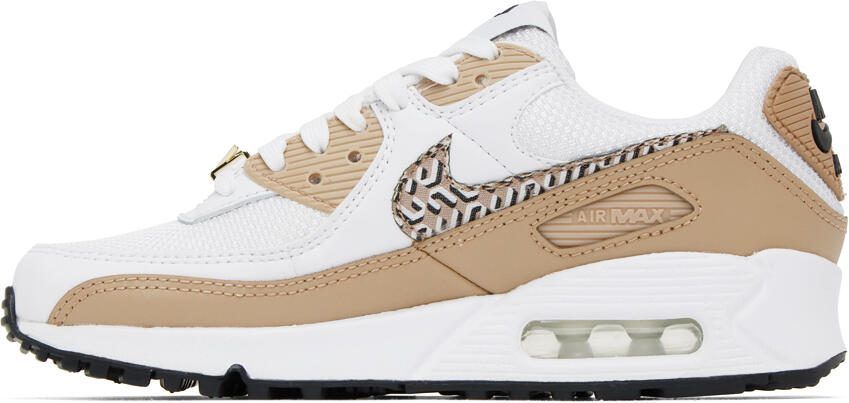 Nike White  Beige Air Max 90 Sneakers - Picture 3