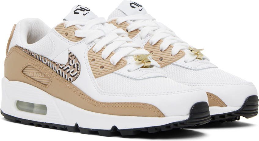 Nike White  Beige Air Max 90 Sneakers - Picture 2
