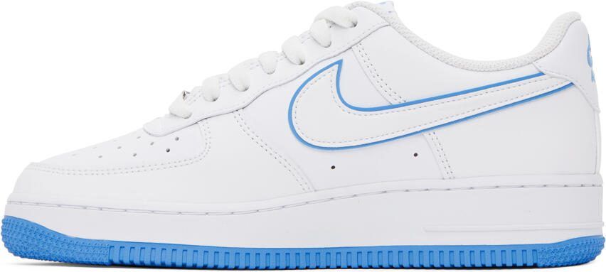 Nike White  Blue Air Force 1 '07 Sneakers - Picture 3