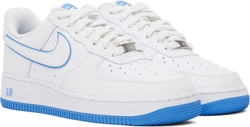 Nike White  Blue Air Force 1 '07 Sneakers - Picture 2