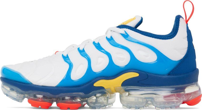 Nike White  Blue Air VaporMax Plus Sneakers - Picture 3