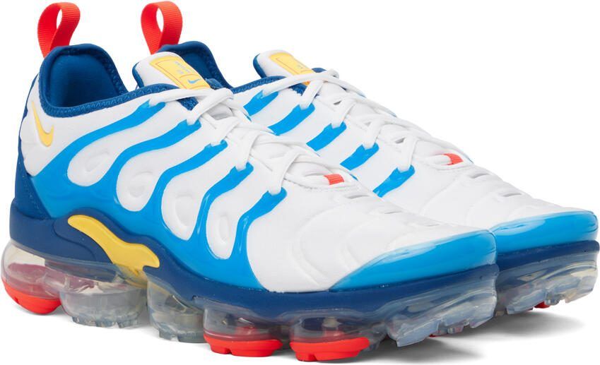 Nike White  Blue Air VaporMax Plus Sneakers - Picture 2