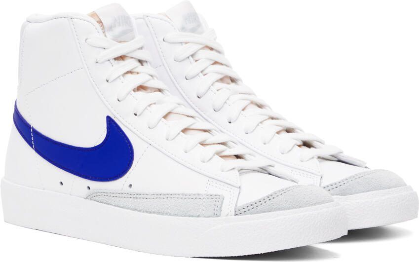 Nike White  Blue Blazer Mid '77 Vintage Sneakers - Picture 2