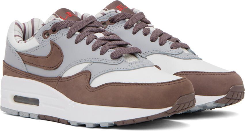 Nike White  Brown Air Max 1 Shima Sneakers - Picture 2
