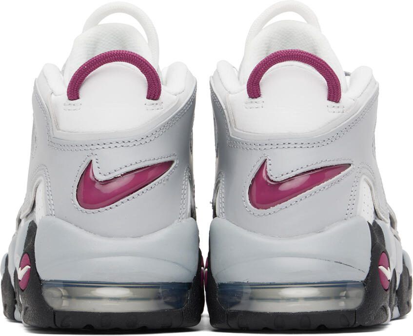 Nike White  Gray Air More Uptempo Sneakers - Picture 4