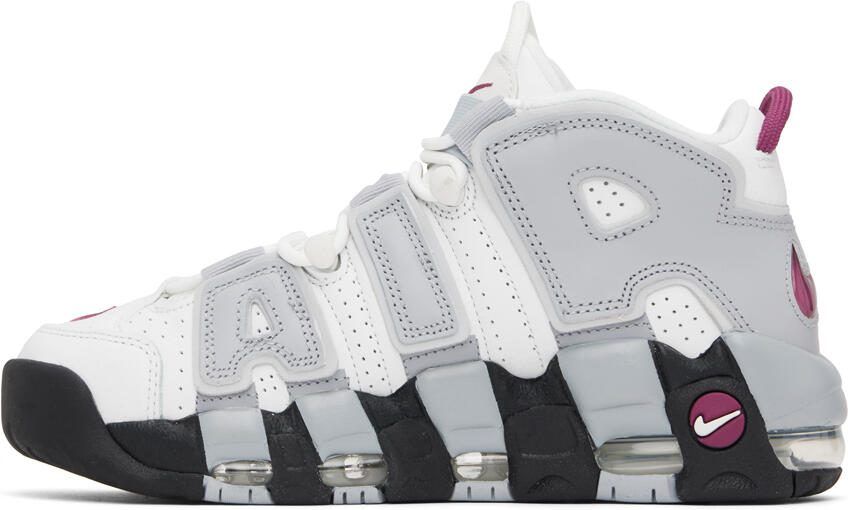 Nike White  Gray Air More Uptempo Sneakers - Picture 3