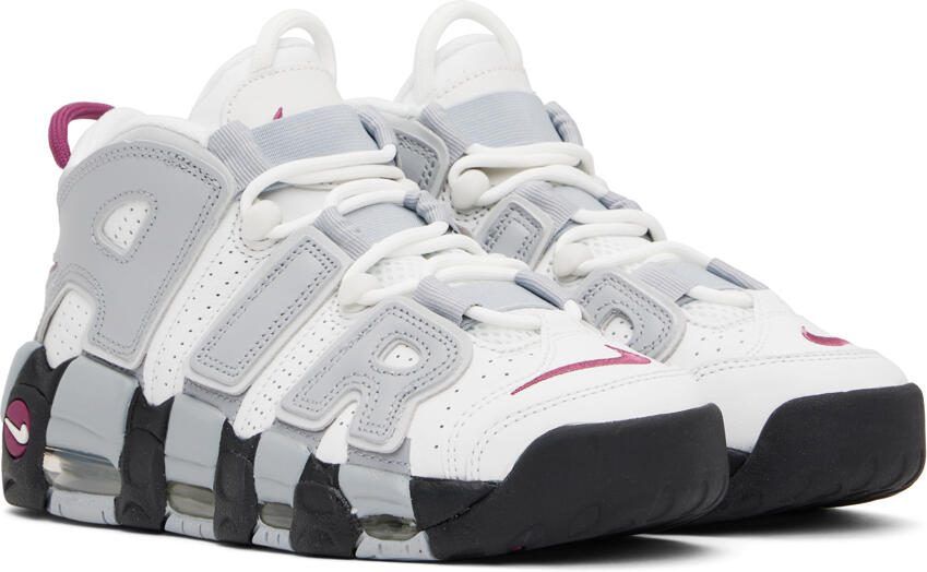 Nike White  Gray Air More Uptempo Sneakers - Picture 2