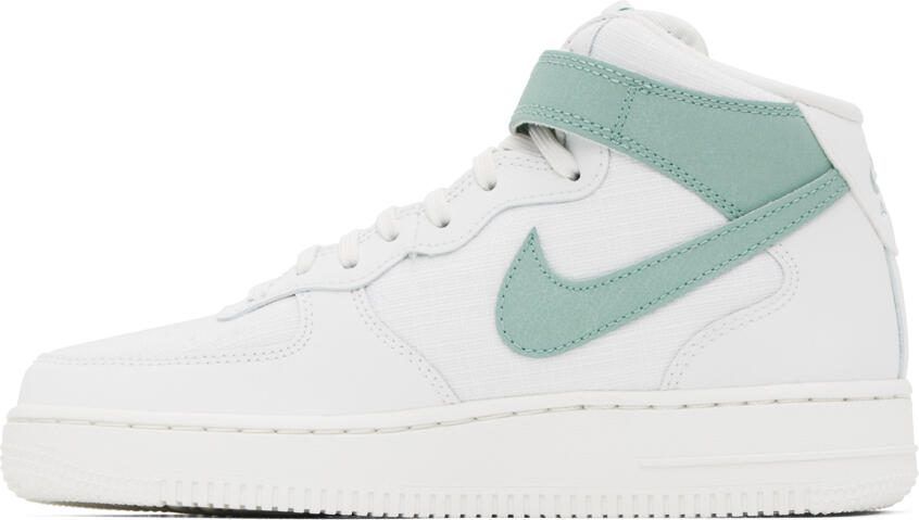 Nike White  Green Air Force 1 '07 Mid Sneakers - Picture 3