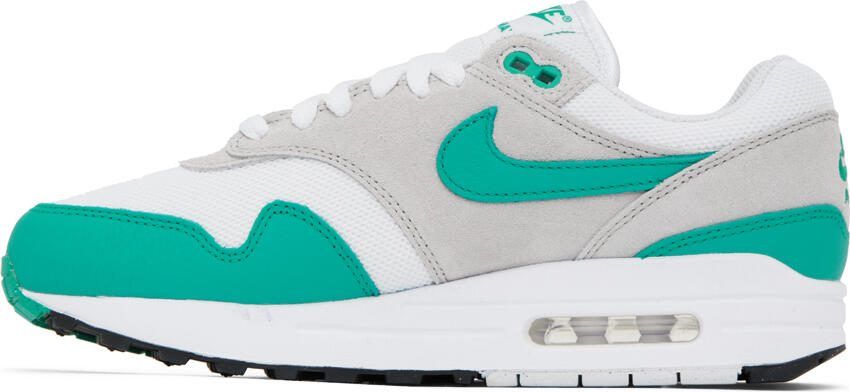 Nike White  Green Air Max 1 Sneakers - Picture 3