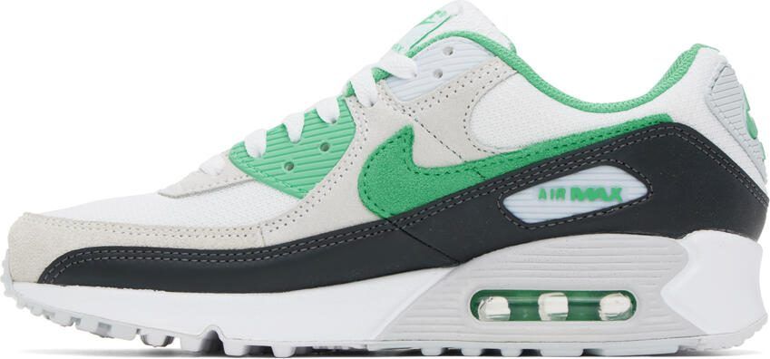 Nike White  Green Air Max 90 Sneakers - Picture 3