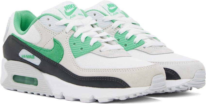 Nike White  Green Air Max 90 Sneakers - Picture 2