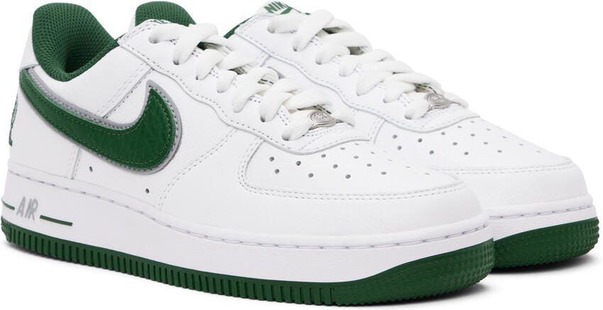 Nike White  Green LeBron James Air Force 1 Sneakers - Picture 2