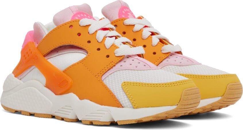 Nike White  Orange Air Huarache Sneakers - Picture 2