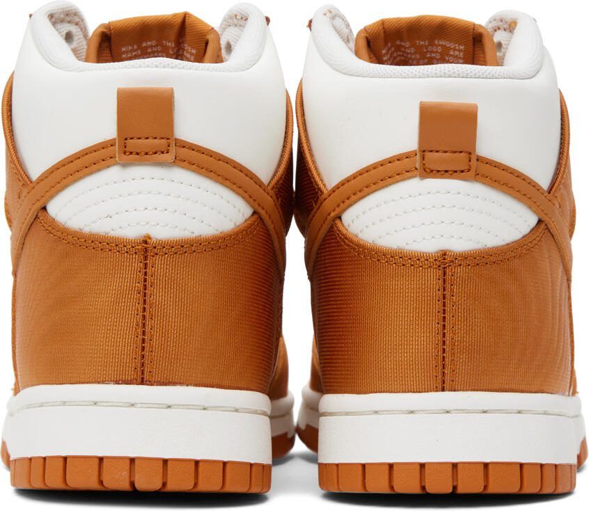 Nike White  Orange Dunk Hi Retro Sneakers