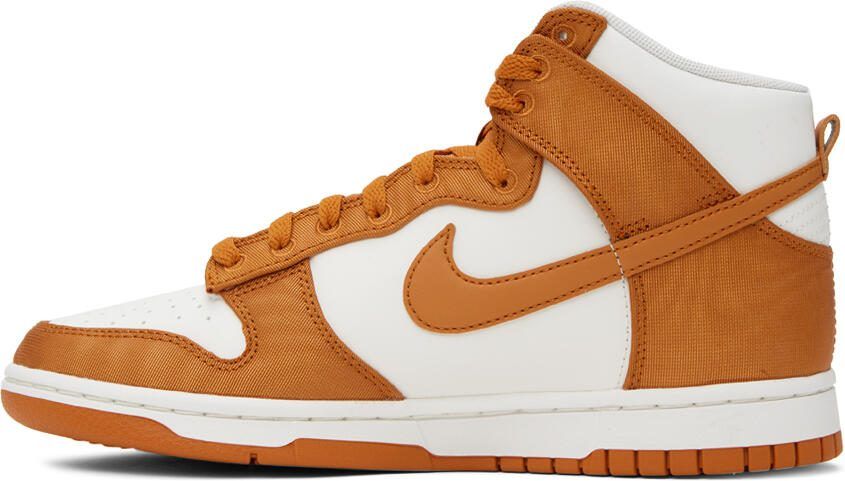 Nike White  Orange Dunk Hi Retro Sneakers - Picture 3