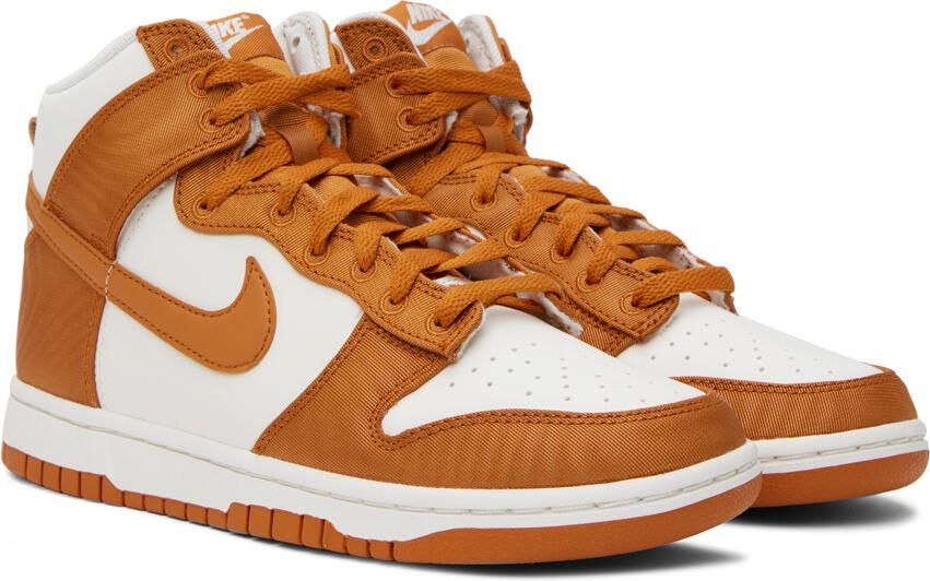Nike White  Orange Dunk Hi Retro Sneakers - Picture 2