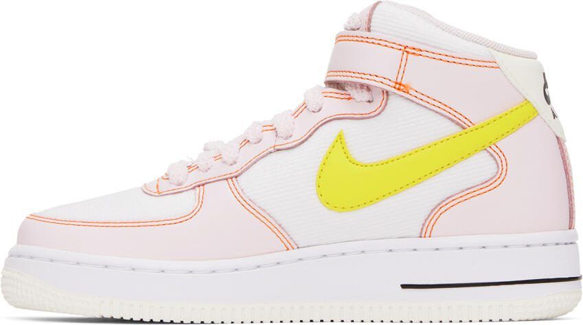 Nike White  Pink Air Force 1 '07 Mid Sneakers - Picture 3