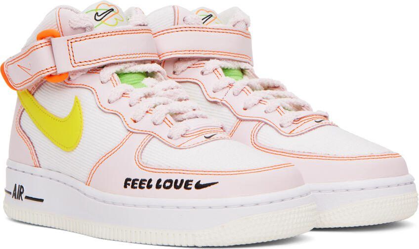 Nike White  Pink Air Force 1 '07 Mid Sneakers - Picture 2