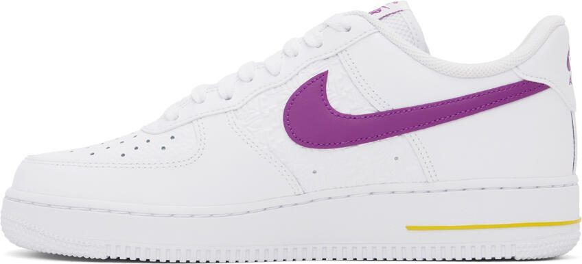 Nike White  Purple Air Force 1 '07 Sneakers - Picture 3